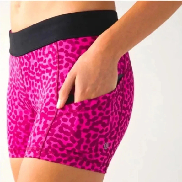 Lululemon Pants - Retired print Lululemon What The Sport Short In Black/Pink Cheetah Print Size 4